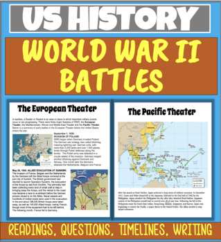 Preview of World War II Battles: Reading Passages, Questions, Maps, Timelines, Project!