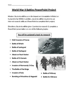 Preview of World War II Battles Research Project