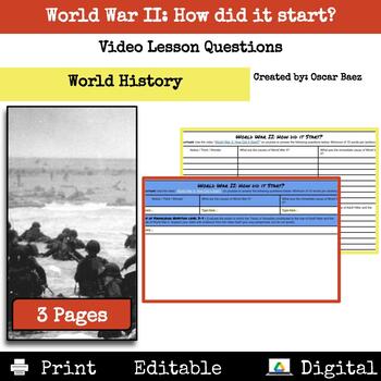 Preview of World War II:  Causes of World War II Video Lesson Questions
