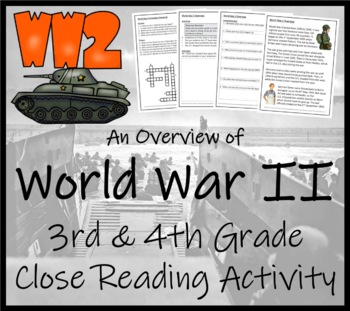 Preview of World War II Close Reading Comprehension Activity | 3rd Grade & 4th Grade