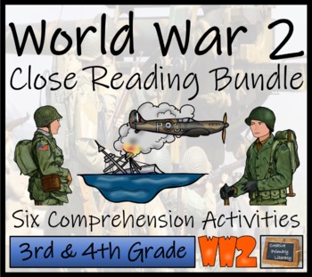 Preview of World War II Close Reading Comprehension Bundle | 3rd Grade & 4th Grade