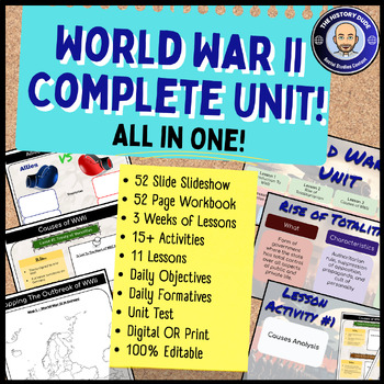 Preview of World War II Complete Unit Slides, Notes, Activities, Assessments, and More!