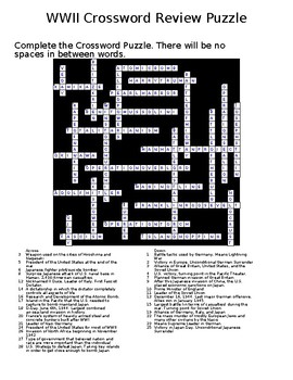 World War II Crossword Review Puzzle by Philip Rossi TpT
