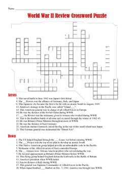 World War II Crossword Puzzle by Students of History TpT