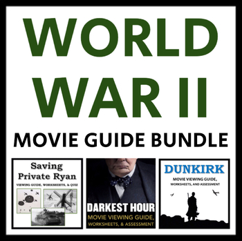 Preview of World War II Movie Guide Bundle: Includes Viewing Guides, Worksheets, & Quizzes