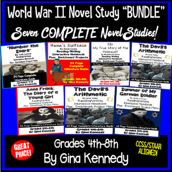 Preview of World War II Novel Study Bundle, Seven Complete WWII Literature Units!