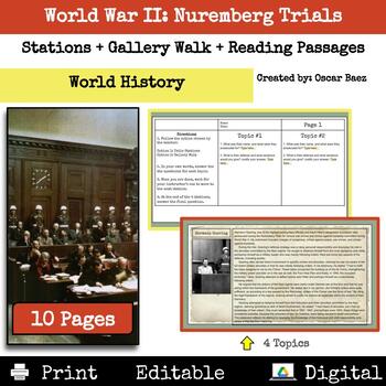 Preview of World War II: Nuremberg Trials Stations + Gallery Walk + Reading Passages