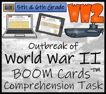 Preview of World War II Outbreak BOOM Cards™ Comprehension Activity 5th Grade & 6th Grade