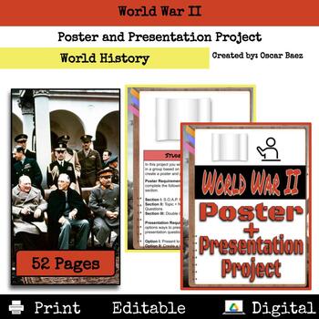 Preview of World War II: Poster + Presentation Project And More! Digital & Print Resource