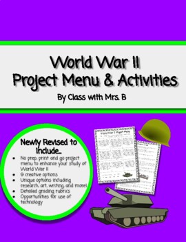 Preview of World War II Project Menu- No prep, share and go!