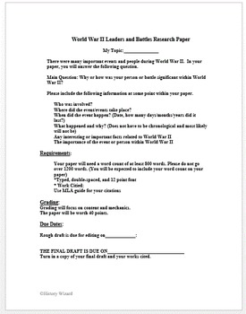 world war 1 topics for research paper