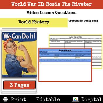 Preview of World War II: Rosie the Riveter Video Lesson Questions