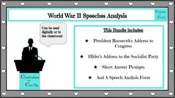 Preview of Analyzing Speeches: World War II Speeches
