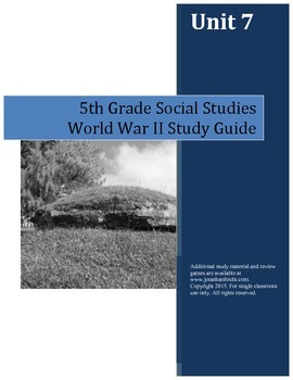 Preview of World War II Study Guide--5th Grade Social Studies