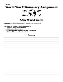 Preview of World War II Summary Writing Packet (43 Total Topics)