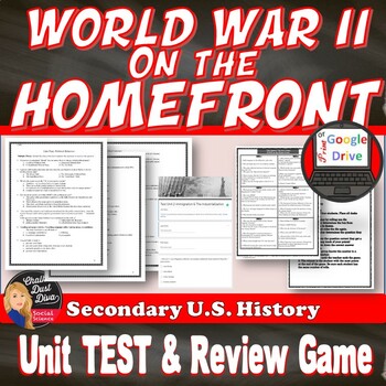 Preview of WORLD WAR II  TEST & Review Game -  Editable - Print & Digital - U.S. History