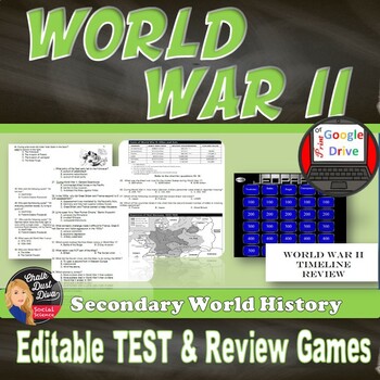 Preview of World War II Tests & Review Games | Print & Digital | World History |  Editable