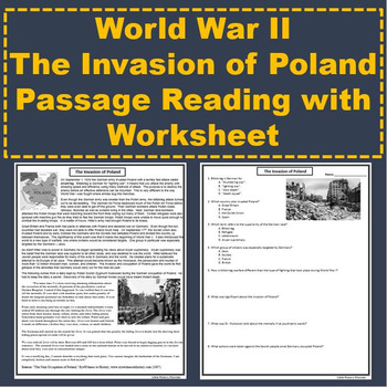 Preview of World War II - The Invasion of Poland and Reading Passage (PDF and Digital)