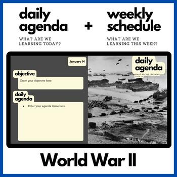 Preview of World War II Themed Daily Agenda + Weekly Schedule for Google Slides