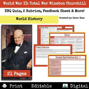 Preview of World War II: Total War Winston Churchill Primary Source Analysis Quiz & More!