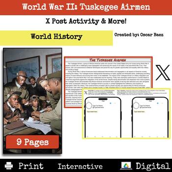 Preview of World War II: Tuskegee Airmen X Post and More! Digital, Interactive, and Print