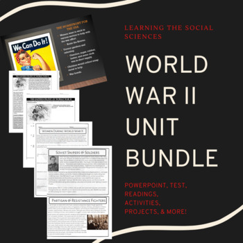 Preview of World War II Unit Bundle: PPT, Activities, Readings, Video Guides, & More.