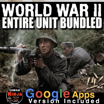 Preview of World War 2 Unit PPTs, Guided Notes, Worksheets, Kahoot, Test(WW2) + Google Apps