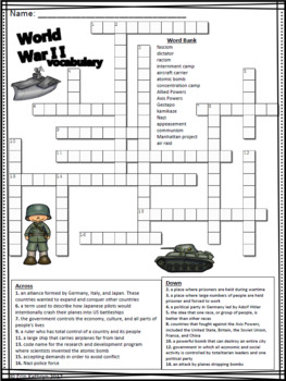 World War II Vocabulary Crossword Puzzle Activity by Jersey Girl Gone South