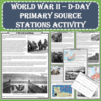 Preview of World War II (WWII) - D-Day Primary Source Stations Activity (PDF and Digital)
