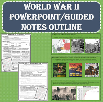 Preview of World War II (WWII) PowerPoint with Guided Notes Outline (Print and Digital)