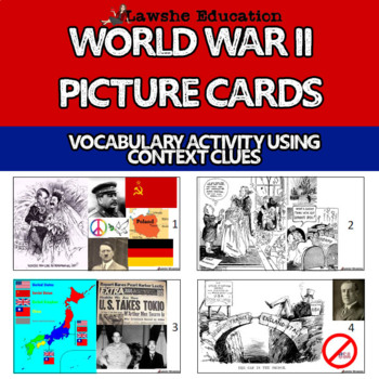 Preview of World War II WWII WW2 Picture Card Task Cards Vocabulary Activity Review