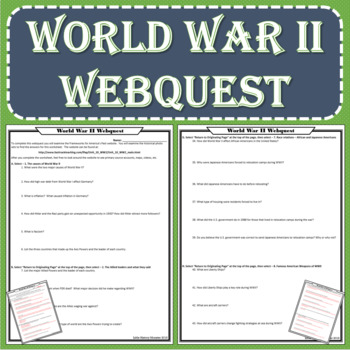 Preview of World War II (WWII) Webquest (Print and Digital Format)