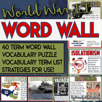 Preview of World War II Word Wall Vocabulary Puzzle