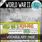 World War 2 (World War II) Vocabulary Page (Print and Digital)