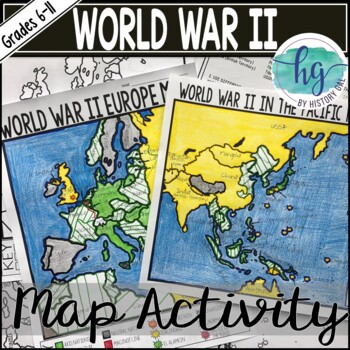 Preview of World War II (World War 2) Map & Geography Activity for Europe & the Pacific