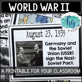 Preview of World War 2 (World War II) Timeline Printable for Bulletin Boards