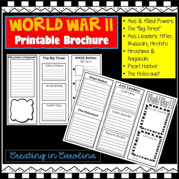 Preview of World War II Writing & Reflection NO-PREP BROCHURE! WWII Activity