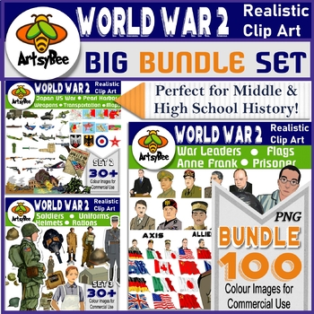 Preview of World War II bundle of 100 realistic clip art images for History/ Social Science