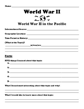 Preview of World War II in the Pacific "5 FACT" Summary Assignment