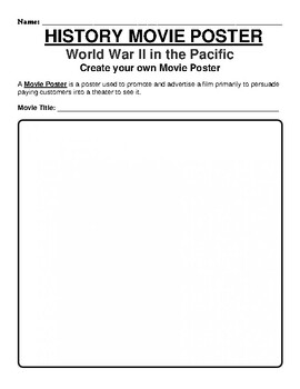 Preview of World War II in the Pacific "Movie Poster" WebQuest & Worksheet
