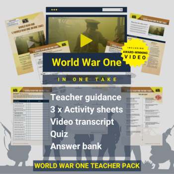 Preview of World War One (In One Take) Activity Pack and Award-winning Video