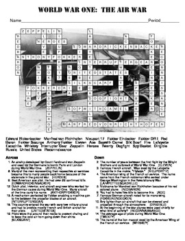 World War One: The Air War Crossword Puzzle by World O Stuff TpT