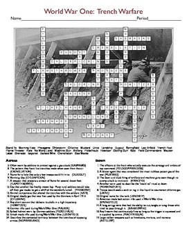 World War One: Trench Warfare Crossword Puzzle by World O Stuff TpT