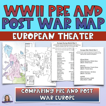 Preview of World War Two Map of Europe During and After the War - WWII - World War II