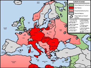 World War Two : War in Europe Map by Mrgrayhistory | TpT