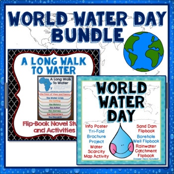 Preview of World Water Day Bundle, Flipbook Project, A Long Walk to Water Novel Study