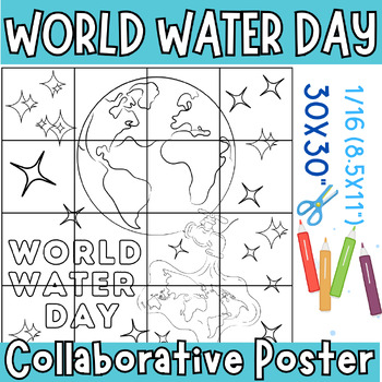 Preview of World Water Day Collaborative Poster |Save Water | Earth Day | Door Decoration