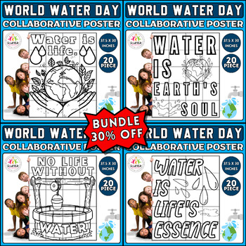 Preview of World Water Day Collaborative Postes Bundle: Projects & Bulletin Board Crafts