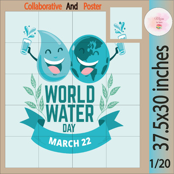 Preview of World Water Day Ecosystem Collaborative Coloring Poster-Conserving water& life