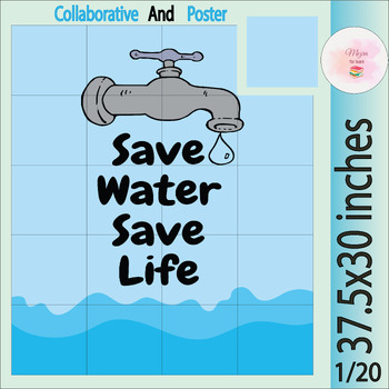 Preview of World Water Day Ecosystem Collaborative Coloring Poster-Conserving water& life